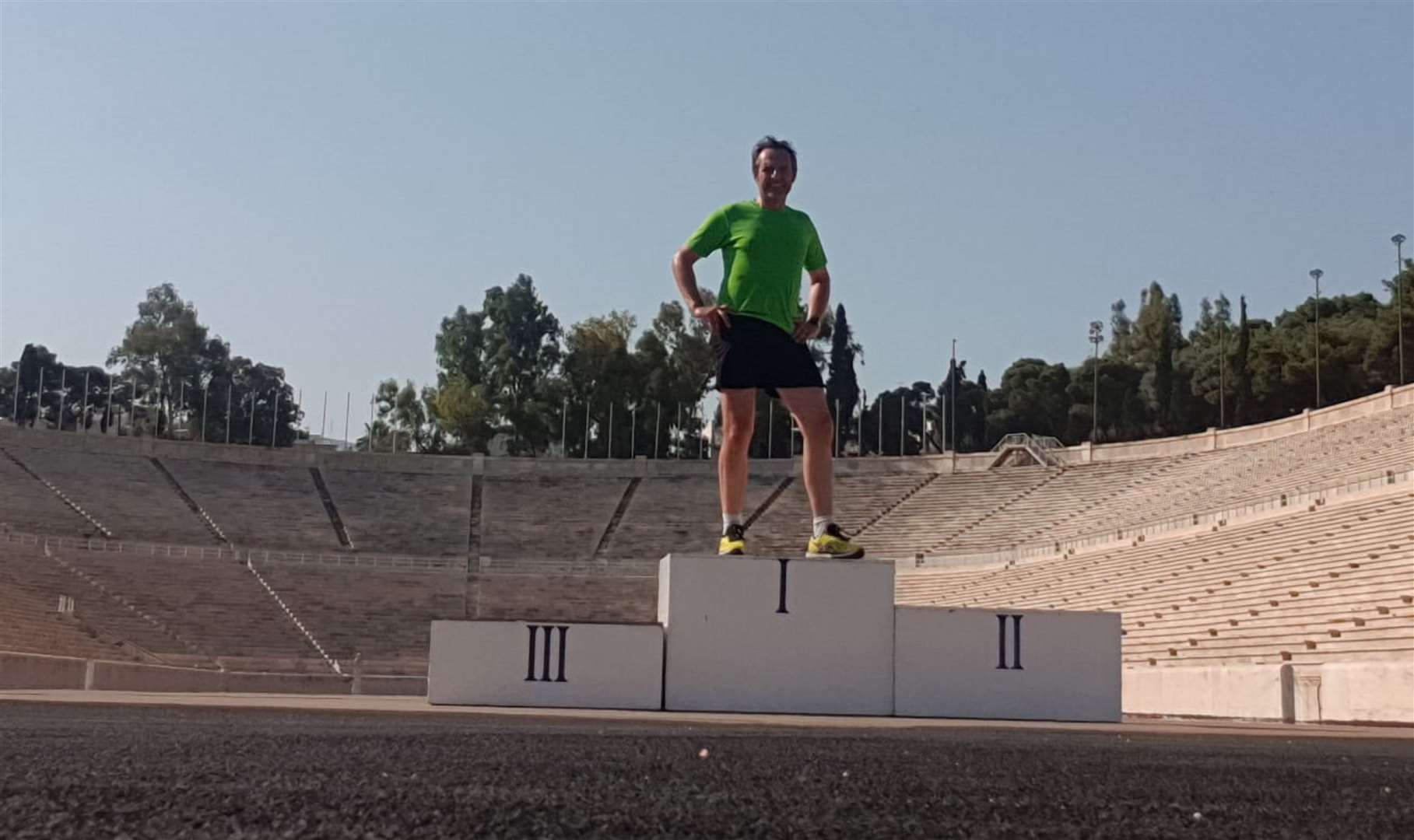 Steve Wisbey at the top step of the podium in Greece (37919516)