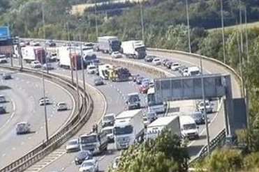 The scene on the M20 near junction 6. Crown copyright.