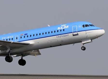 A KLM flight takes off from Manston airport to Schiphol in Amsterdam