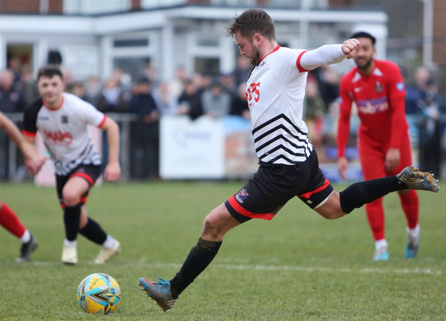 Macauley Murray converts his penalty for Deal in Saturday’s 3-0 home win against Tunbridge Wells. Picture: Paul Willmott