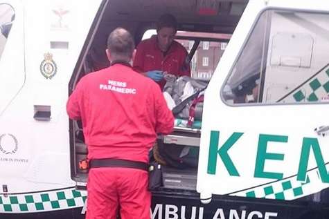 Richard Bowden-Brown is lifted onto the air ambulance