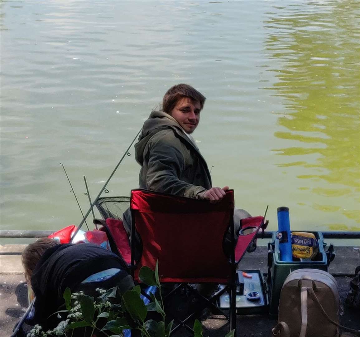 Alan Cotton, fishing in Radnor Park in Folkestone on the first day lockdown measures eased on May 13 (34648743)