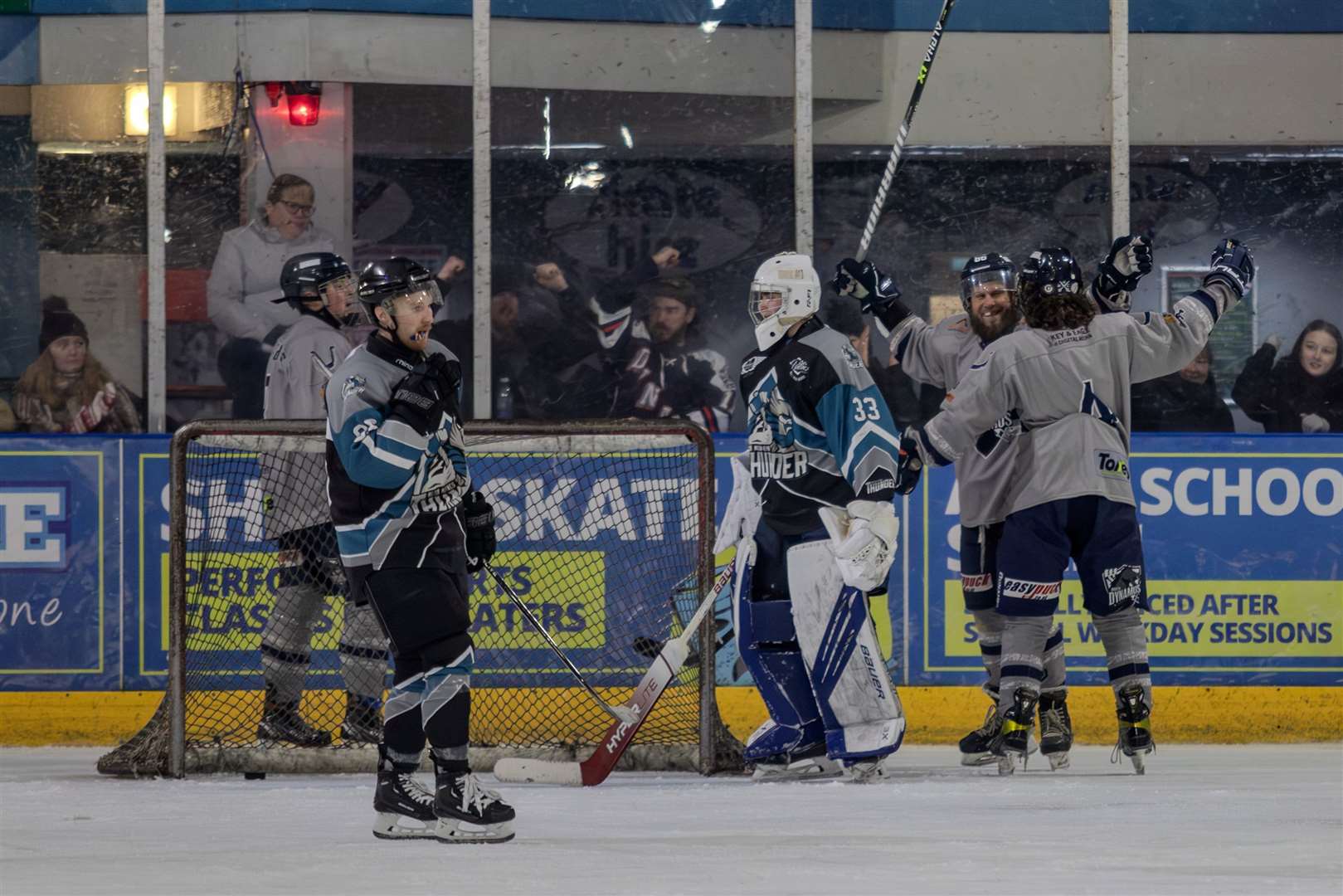 Invicta Dynamos celebrate a goal against MK Thunder Picture: David Trevallion