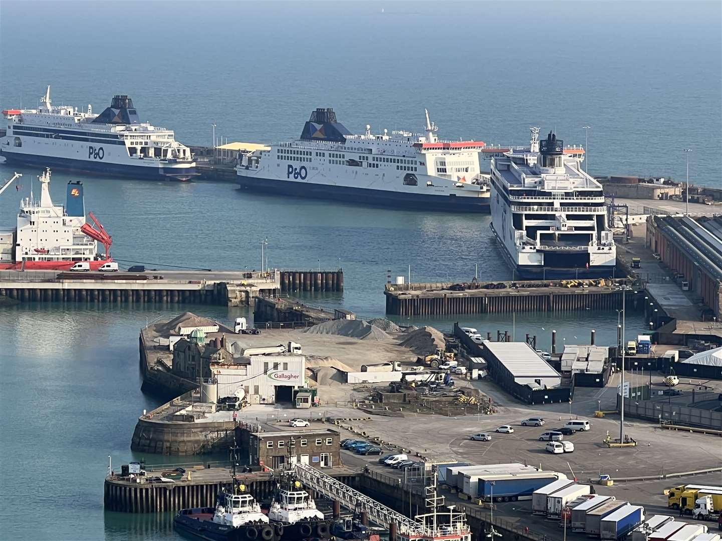 P&O ships serving Dover were out of action and berthed at the Western Docks for a period after the mass dismissals. These three were photographed in April. Picture: Barry Goodwin