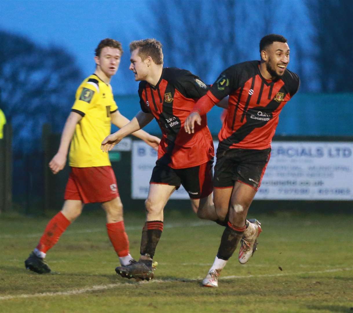 Johan Caney-Bryan celebrates scoring against Ramsgate Picture: John Westhrop