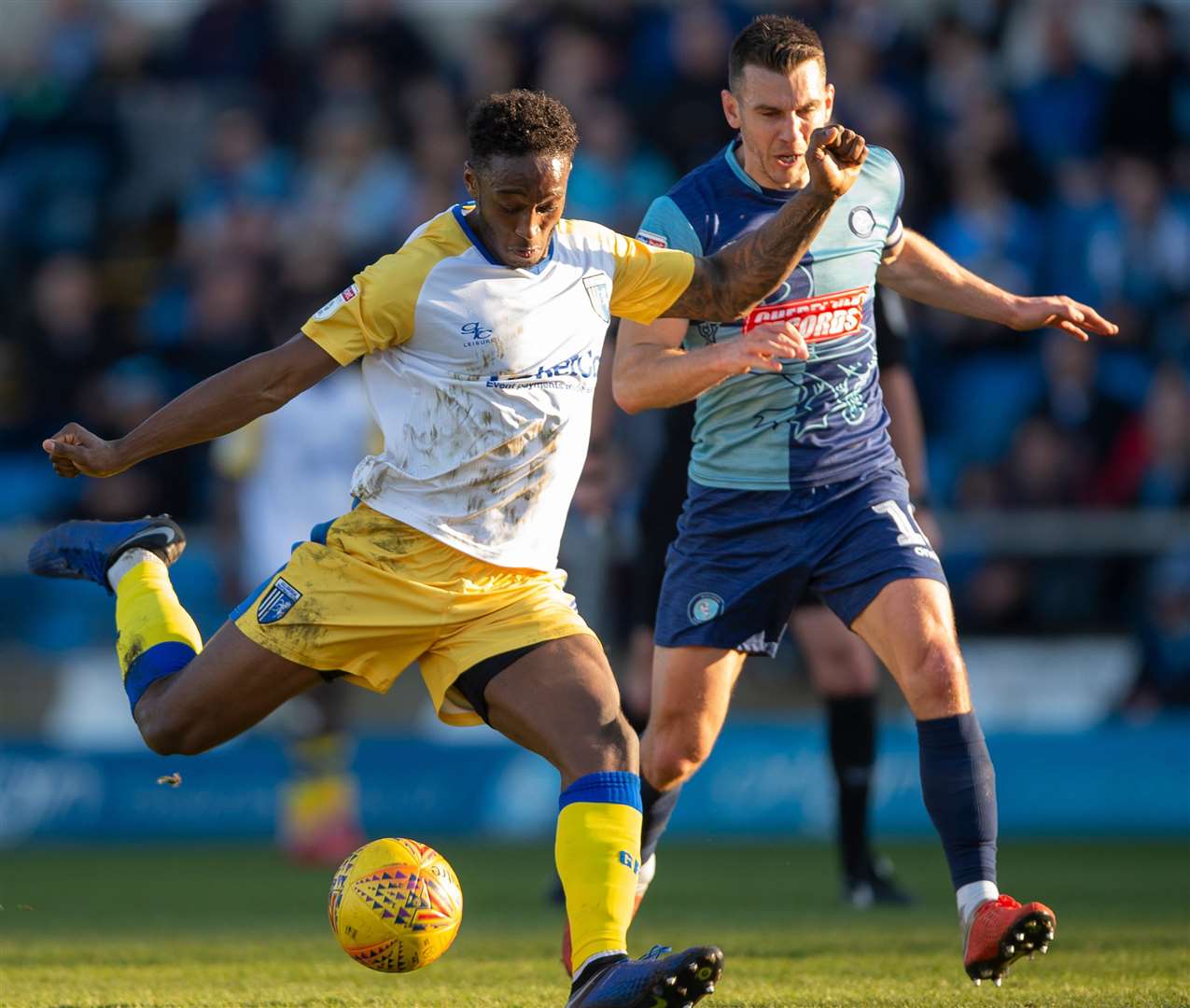 Brandon Hanlan unleashes a shot on goal watched by Matt Bloomfield Picture: Ady Kerry