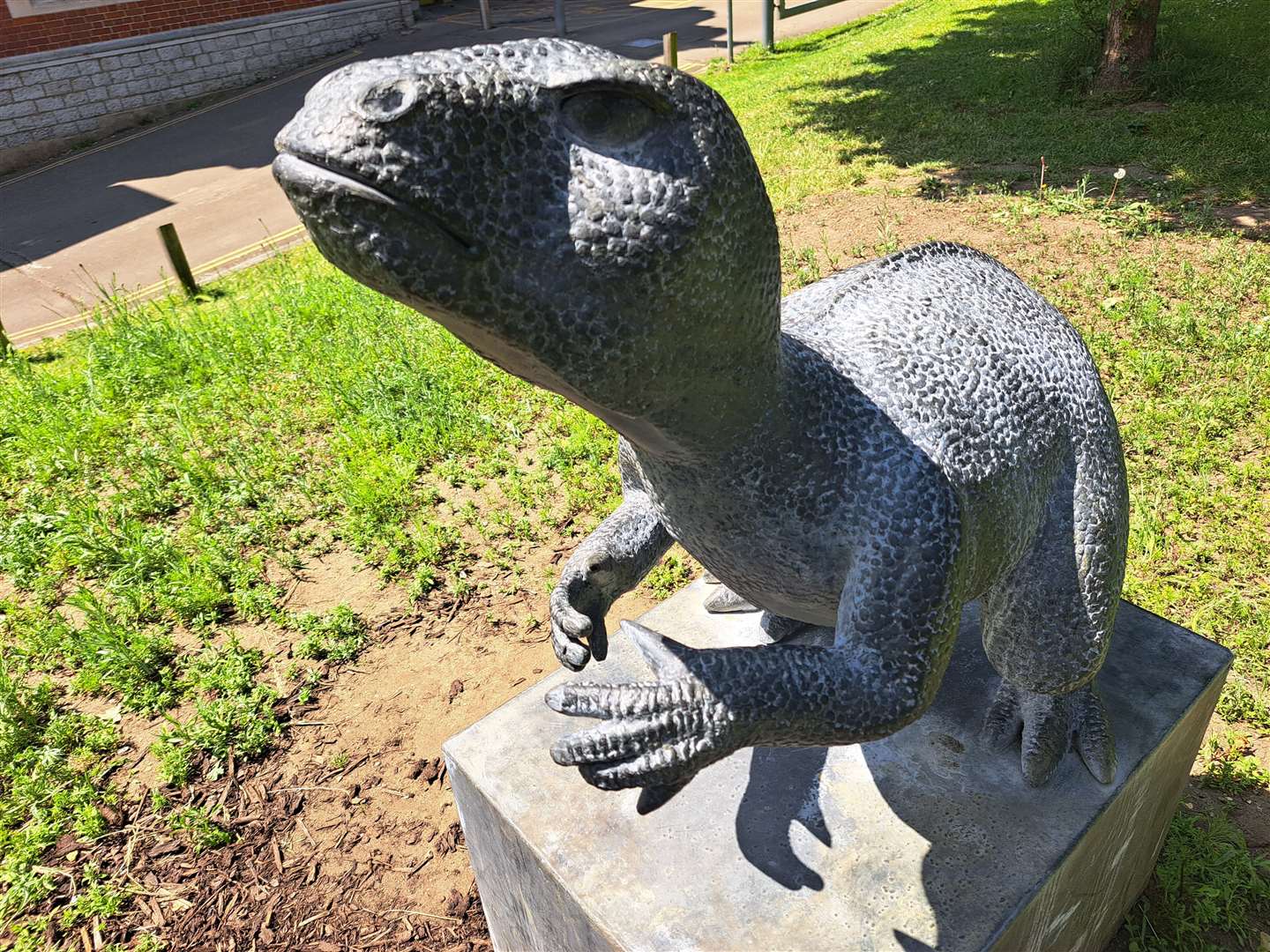 Baby Iggy the dinosaur, outside Maidstone Museum