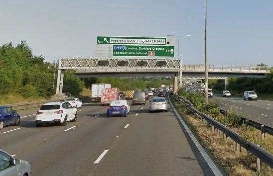 The Mercedes was pursued along the A2 near Gravesend. Picture: Google Street View