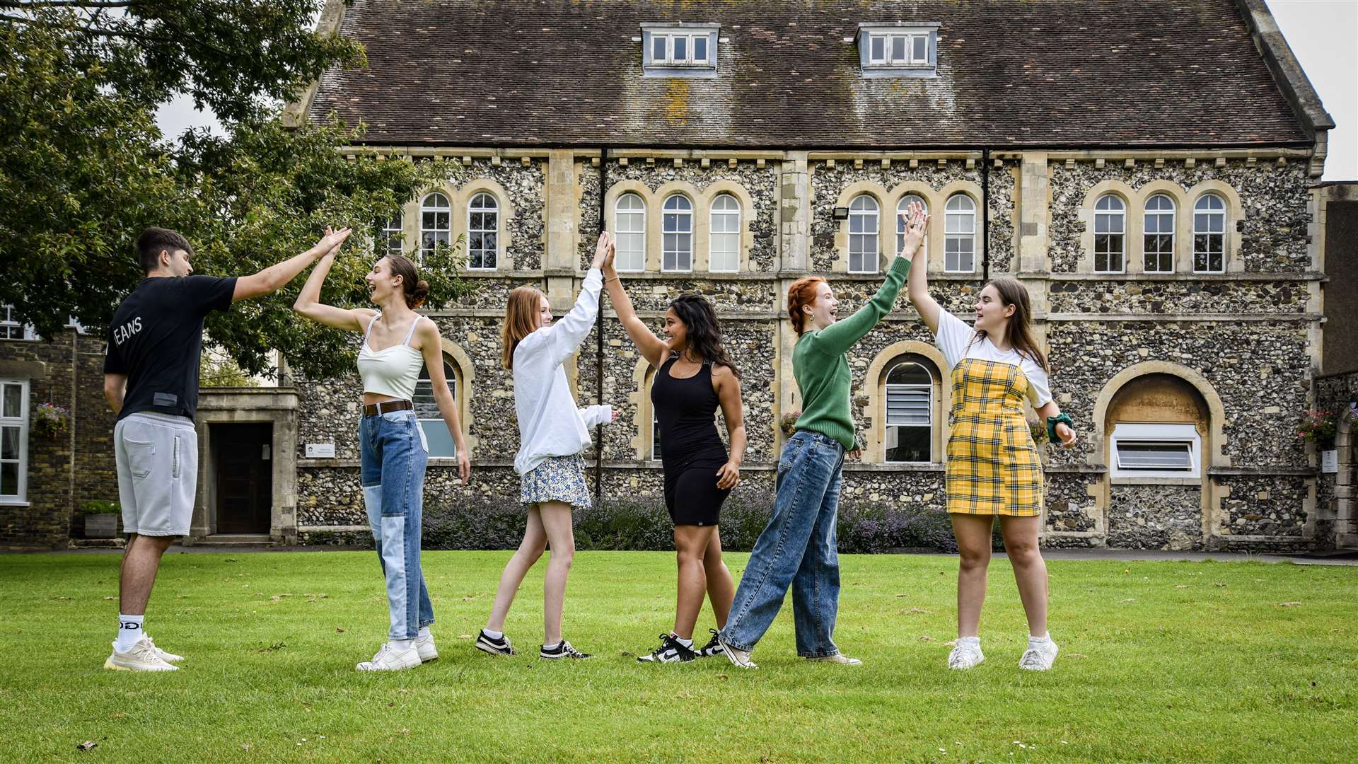 Pupils at Dover College celebrate their GCSE results. Picture: Dover College