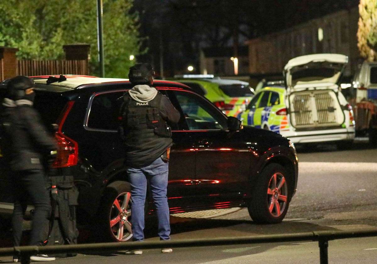 There was a heavy police presence on the estate in the early hours. Pictures UKNIP