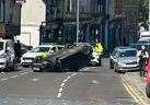 The overturned car in Lower Stone Street, Maidstone. Picture: Daniel Foulds