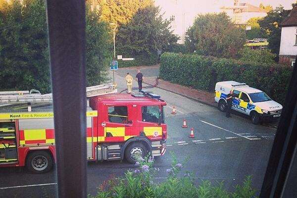 Fire crews and police at the scene of the Tunbridge Wells fire. Picture: @rabbiton