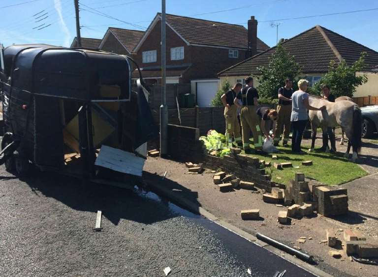 A horse was given oxygen after a trailer crash. Picture: KFRS