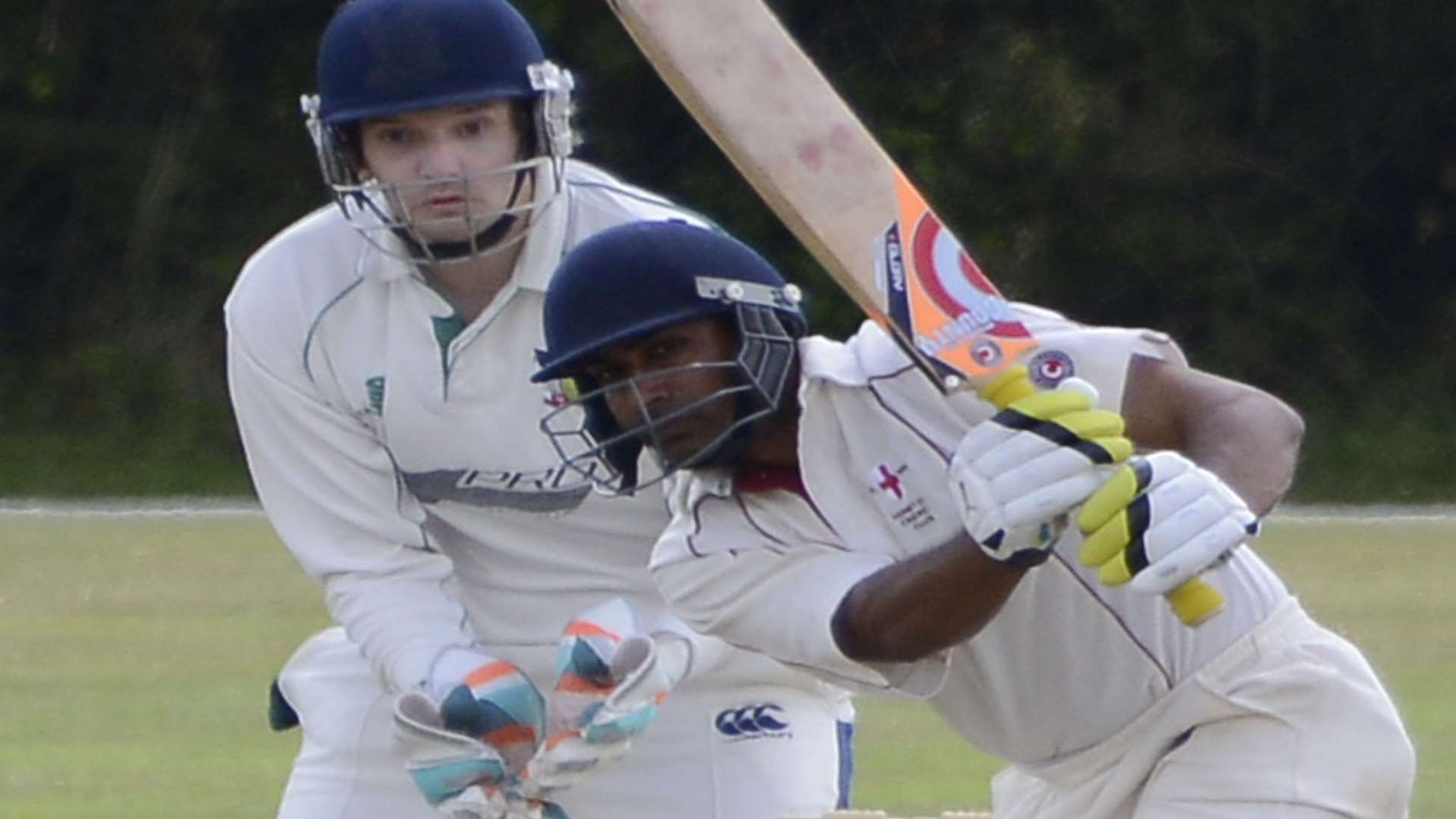 Minster's Virendra Vedga takes on the Ashford attack during last week's six-wicket defeat Picture: Paul Amos