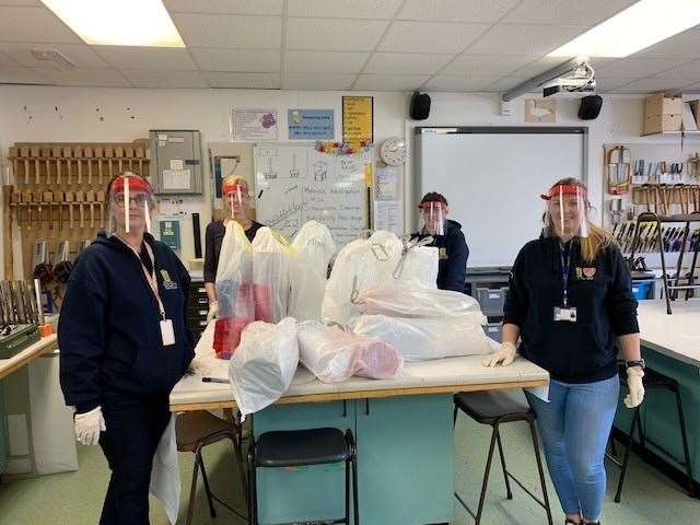 The team at Barton Court with their faceshields