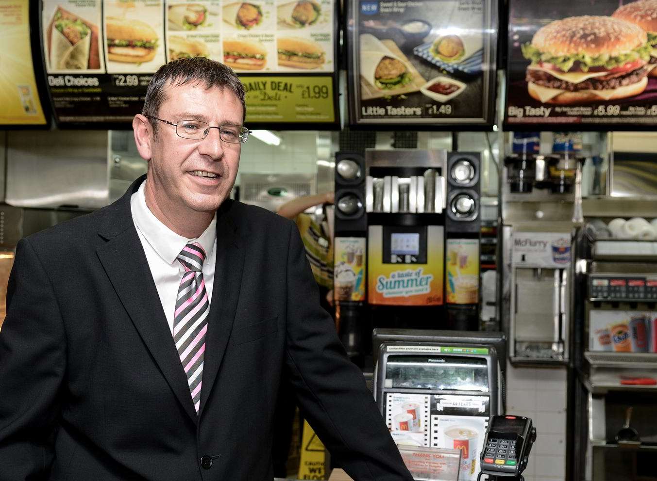 Sean Barber at the counter of his McDonalds Resturant in Dover