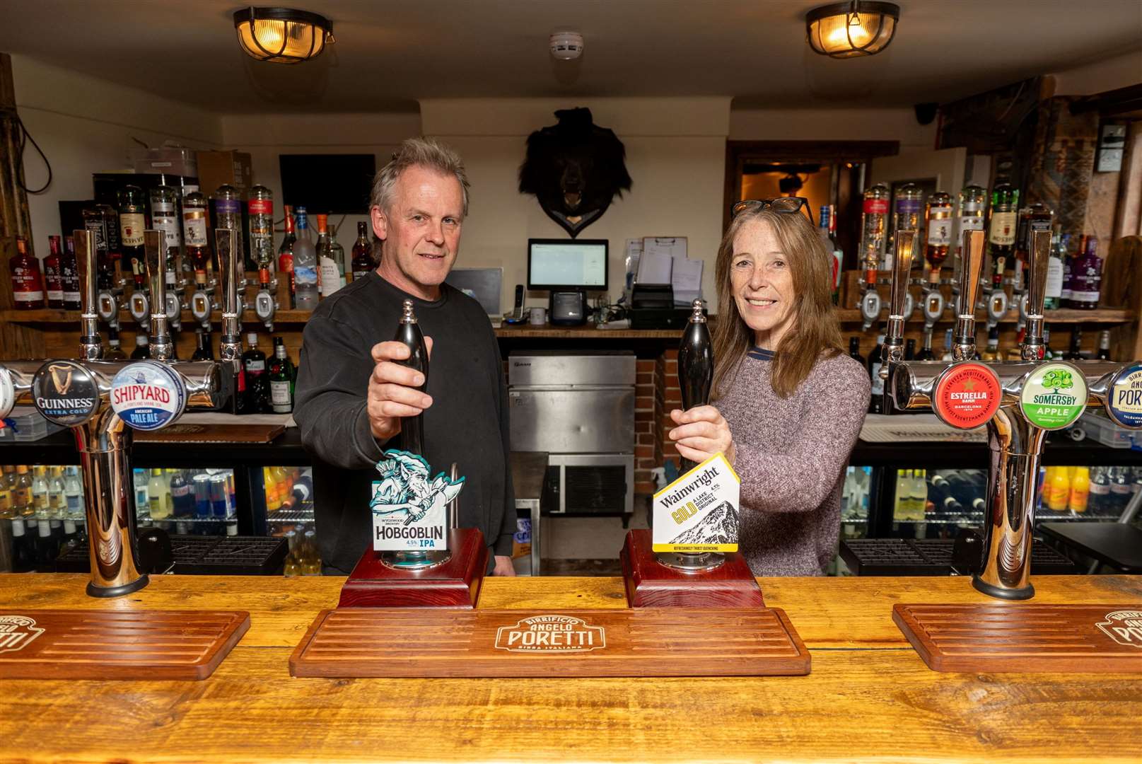 Mandy Keefe and John Forge want to create an adult-only space at The Wheel Inn pub. Picture: SWNS / Tony Kershaw