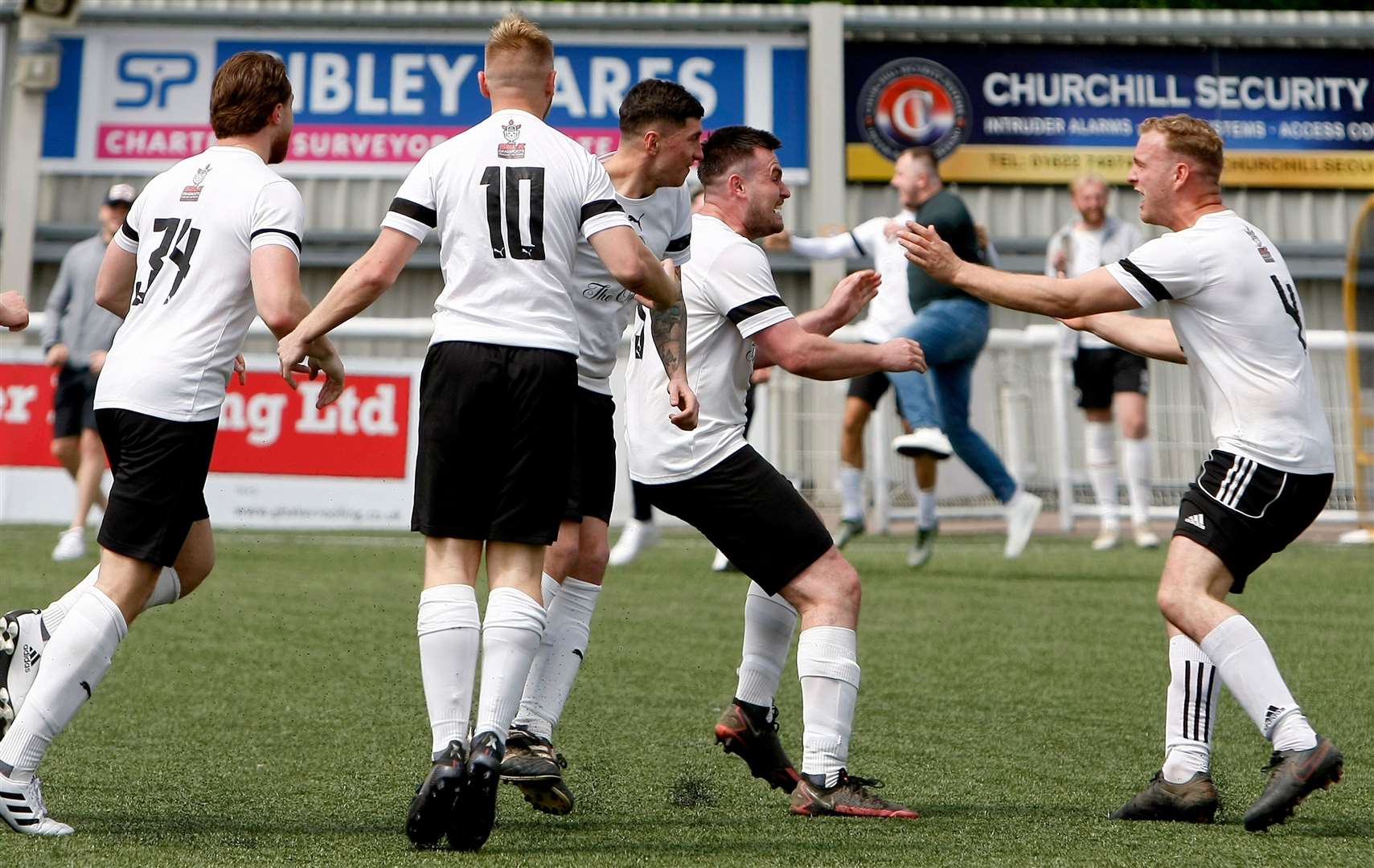 AFC Wilgar’s Billy Armstrong celebrates with his team-mates on Sunday. Picture: PSP Images