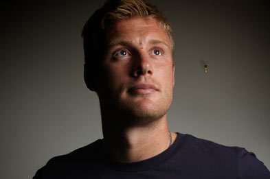 Cricketer Andrew "Freddie'' Flintoff giving a talk in Folkestone.