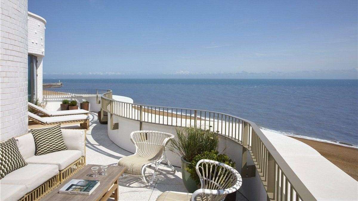 Admire the views of Folkestone beach from this seafront apartment. Picture: Carter Jonas