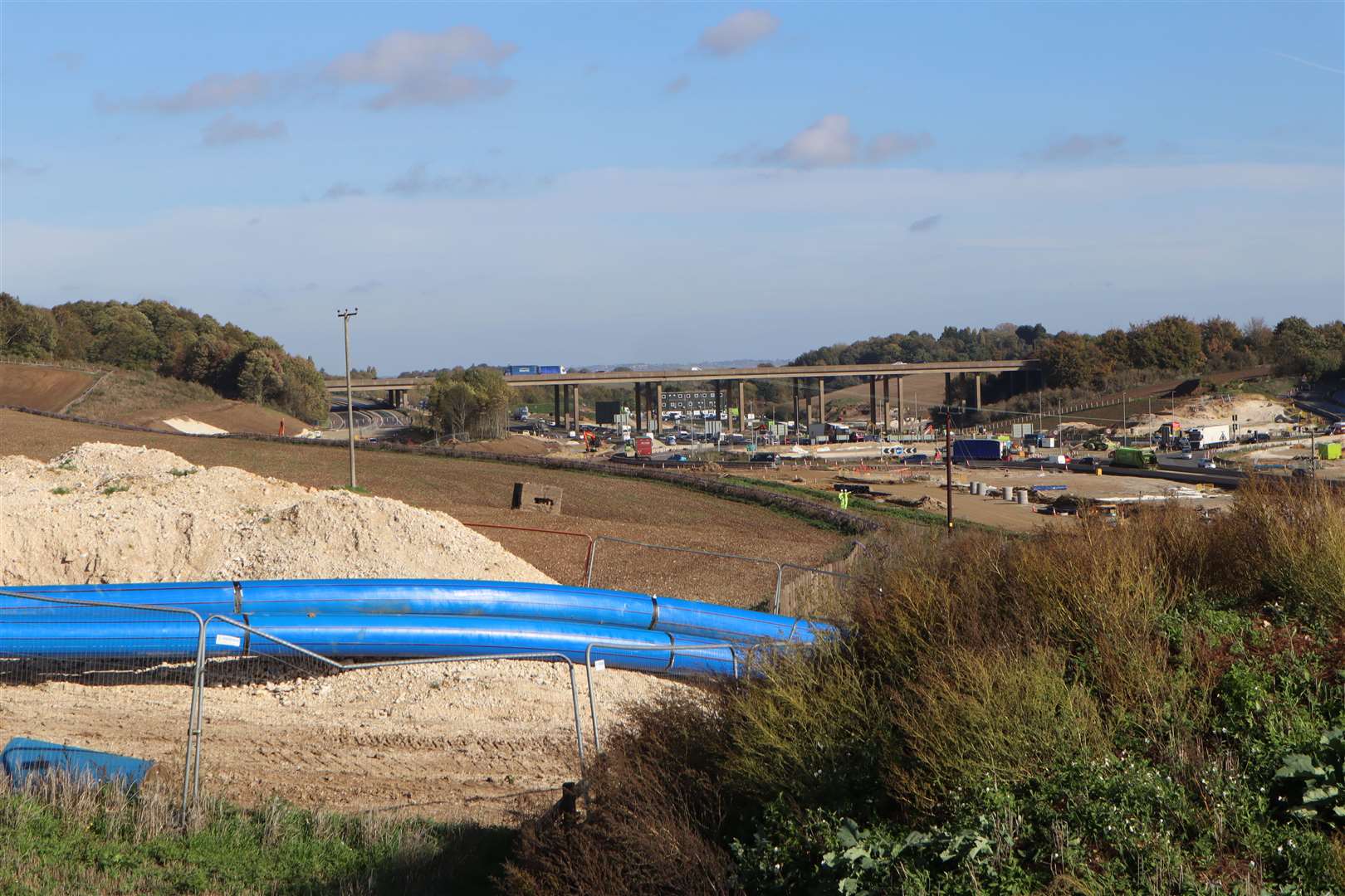 Southern Water is having to lay new, deeper mains across the M2 A249 construction site at Stockbury. Picture: John Nurden (60445847)