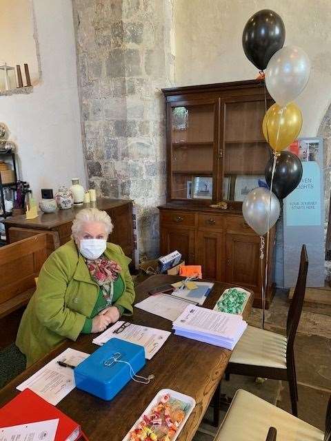 Church volunteer Annemarie Huigen at Sandwich Pantry in St Peter's Church