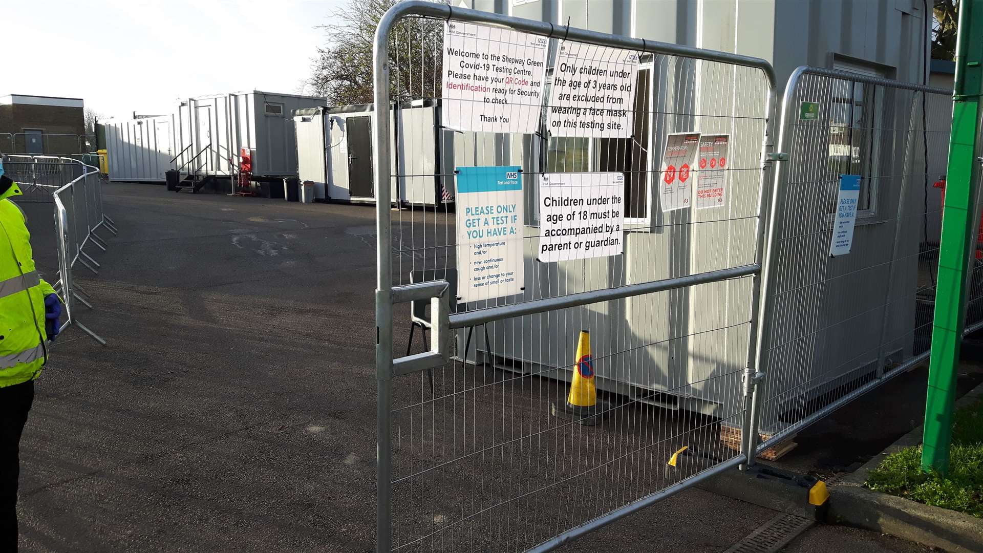 The walk-in Covid testing station in the car park of the Shepway Community Centre in Maidstone