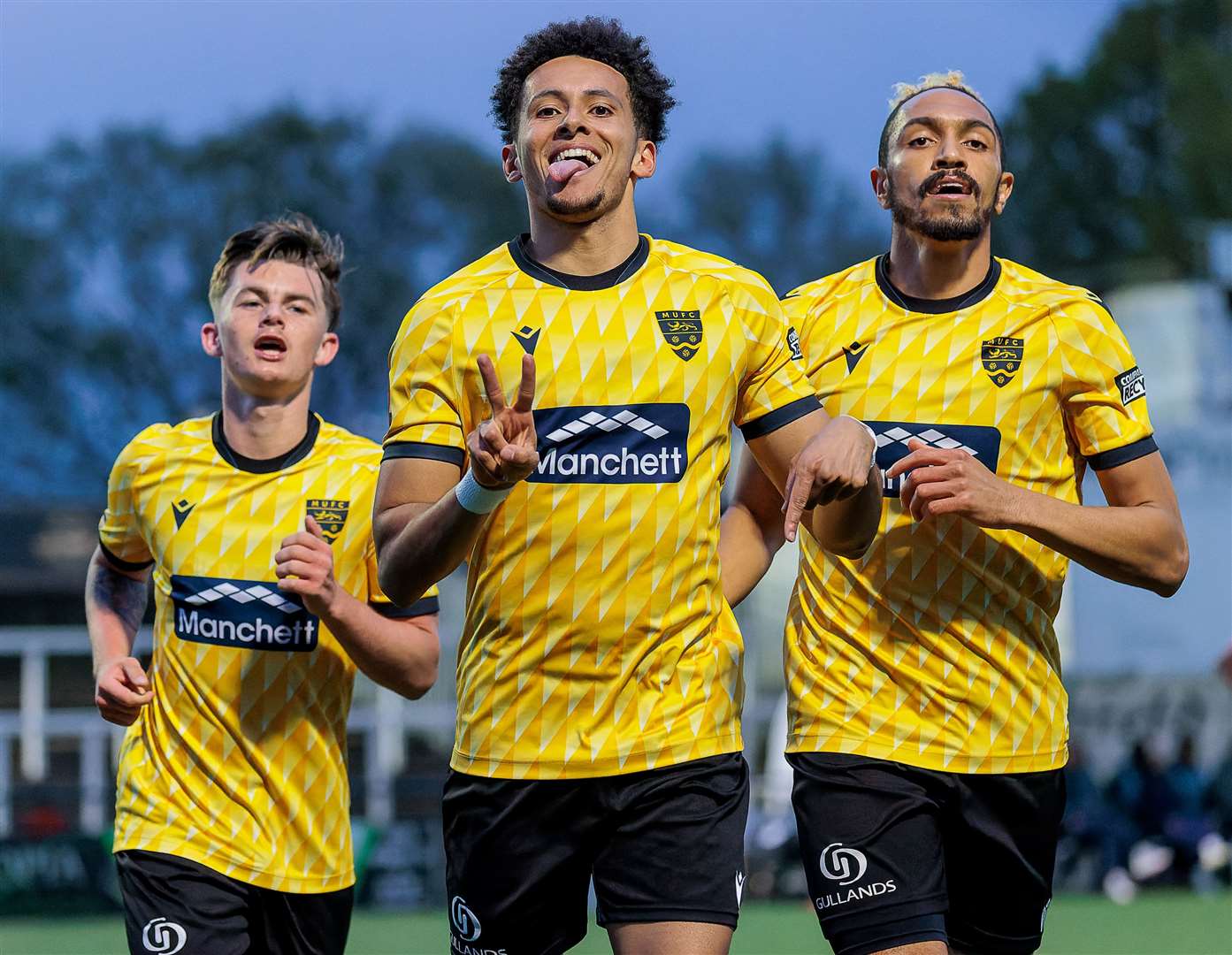 Sol Wanjau-Smith celebrates scoring for Maidstone in the Kent Senior Cup final. Picture: Helen Cooper