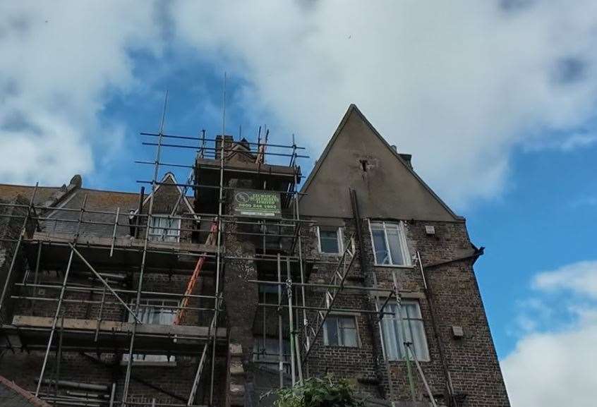 The scaffolding before it was amended. Picture: Nik Mitchell