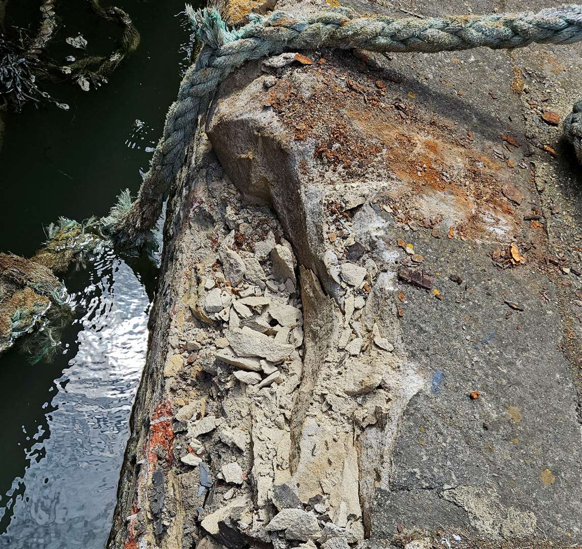 The damage to the sea wall at Gillingham Pier has been described as considerable