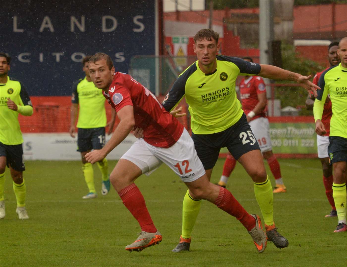 Michael Cheek tries to escape his marker in the 1-1 draw with Havant Picture: Chris Davey