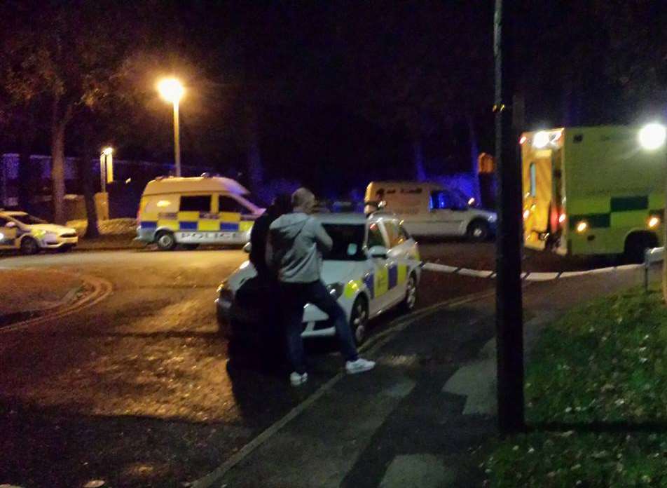 Police at the scene. Picture Austin Joyce