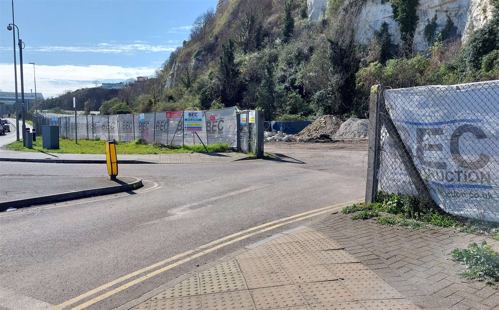 The blue warehouses were knocked down earlier this year