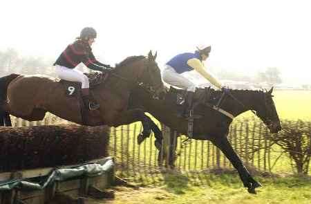 WINNER: Chris Gordon on Seod Rioga (No 7) is just ahead of Three of Clubs in the first race. Picture: DAVE DOWNEY