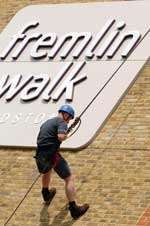 One of the abseilers, Graham Kearton-Jones in action. Picture: ANDY PAYTON