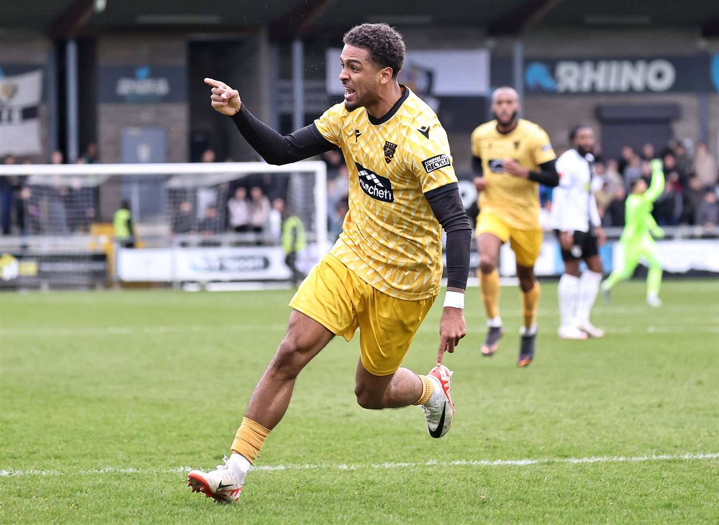 Maidstone wideman Liam Sole celebrates his opening goal. Picture: Helen Cooper