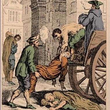 Bodies being collected during the Great Plague of London 1665. Picture: Wikipedia