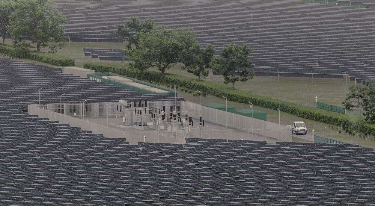 An example of what a battery storage facility at Cleve Hill solar farm could look like