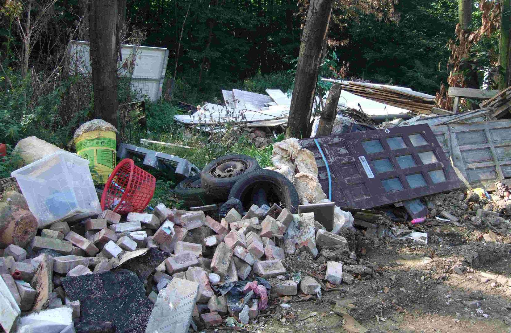 A small part of the rubbish dumped on the land off Bell Lane in an area of National Landscape