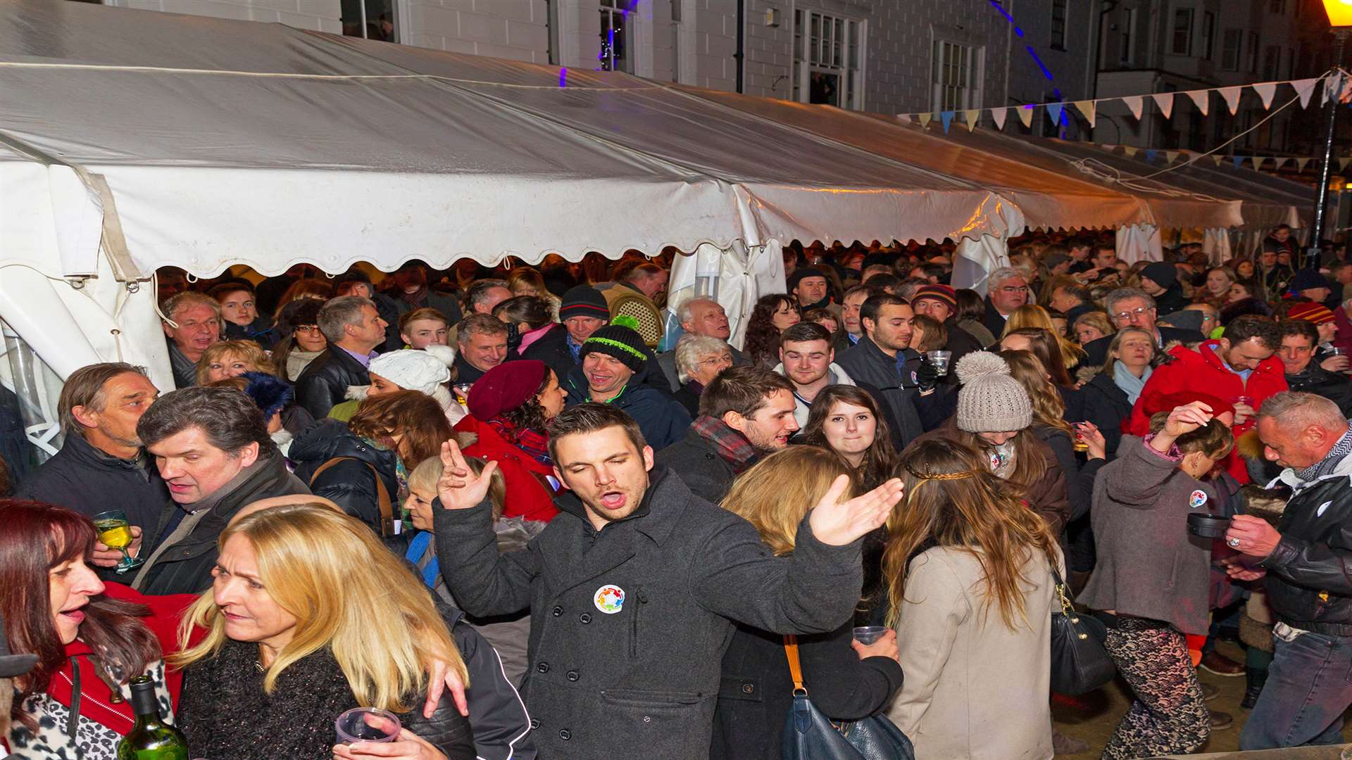 Crowds celebrated as the clock struck midnight