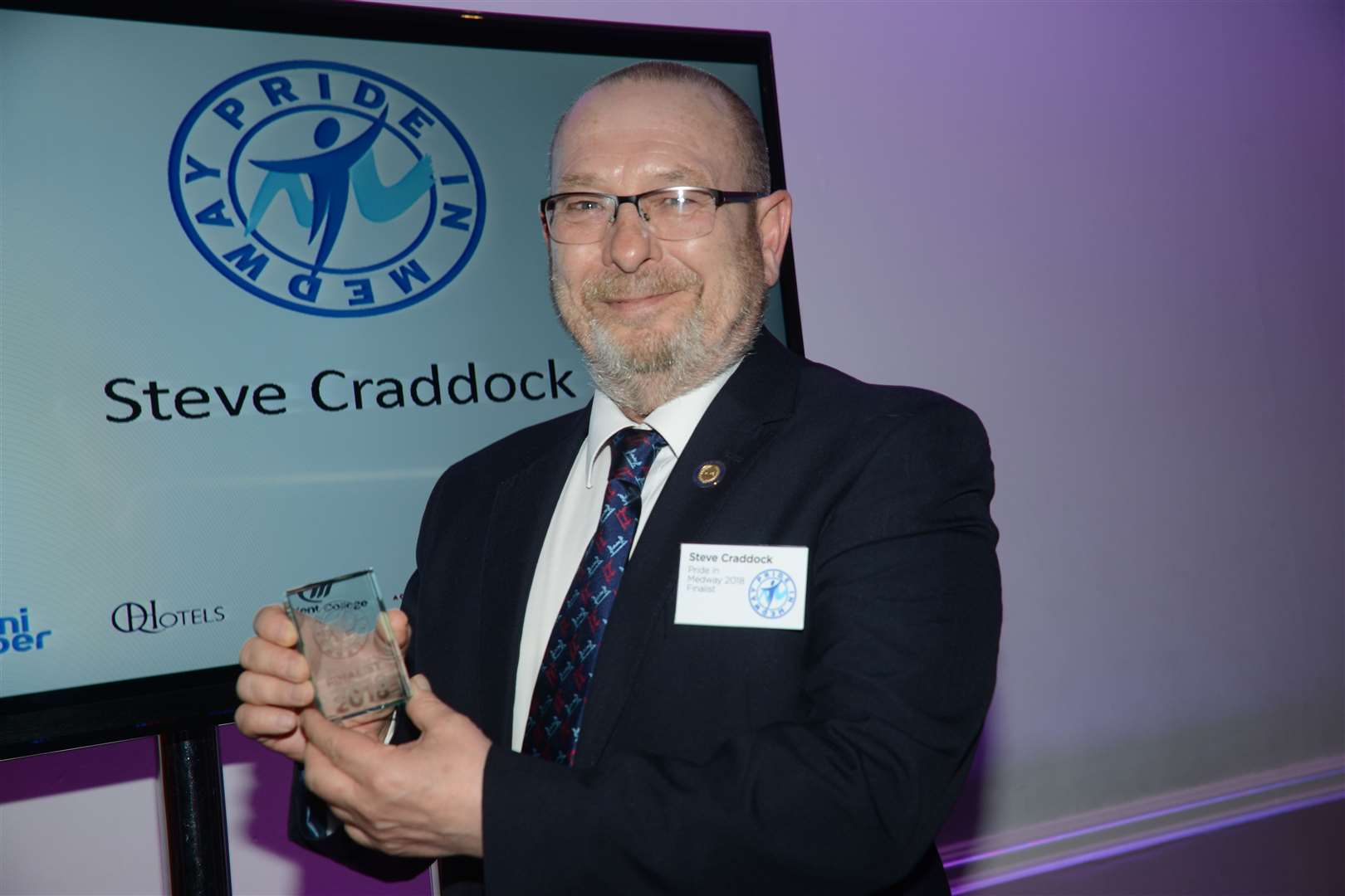 Recipient Steve Craddock at the Pride in Medway gala final in 2018