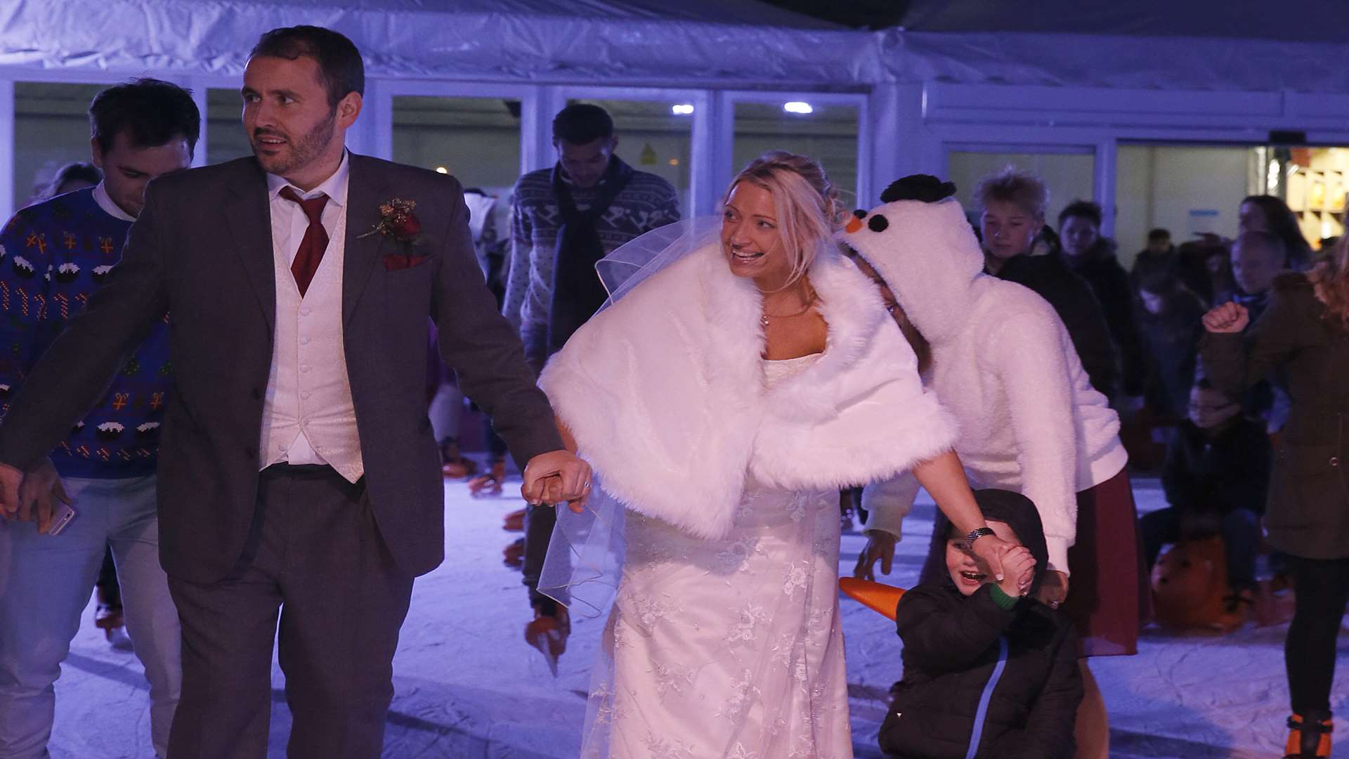 James and Lynette skating after their wedding. Picture: Samuel Taylor-Photography