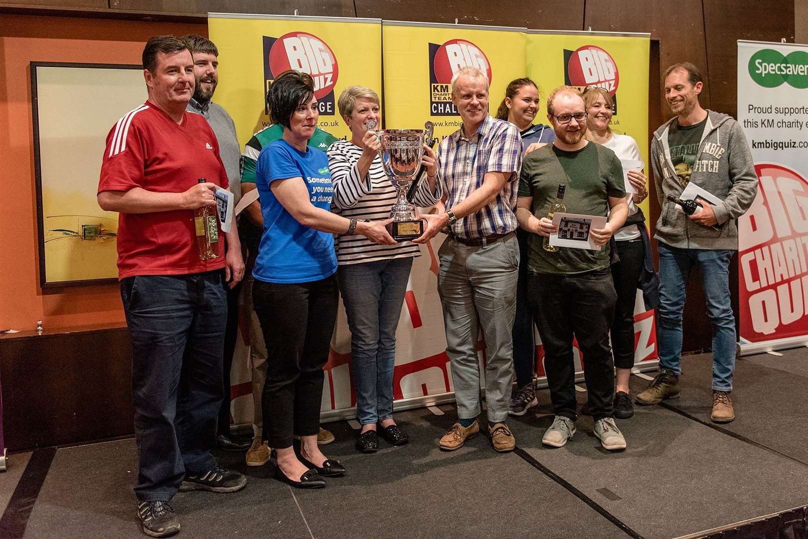 David Fifield, centre, had been a supporter of the KM's Big Kent Quiz through Hallett & Co