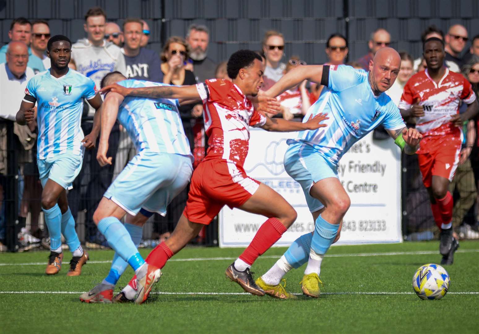 Ramsgate midfielder TJ Jadama tries to find a way through. Picture: Stuart Watson