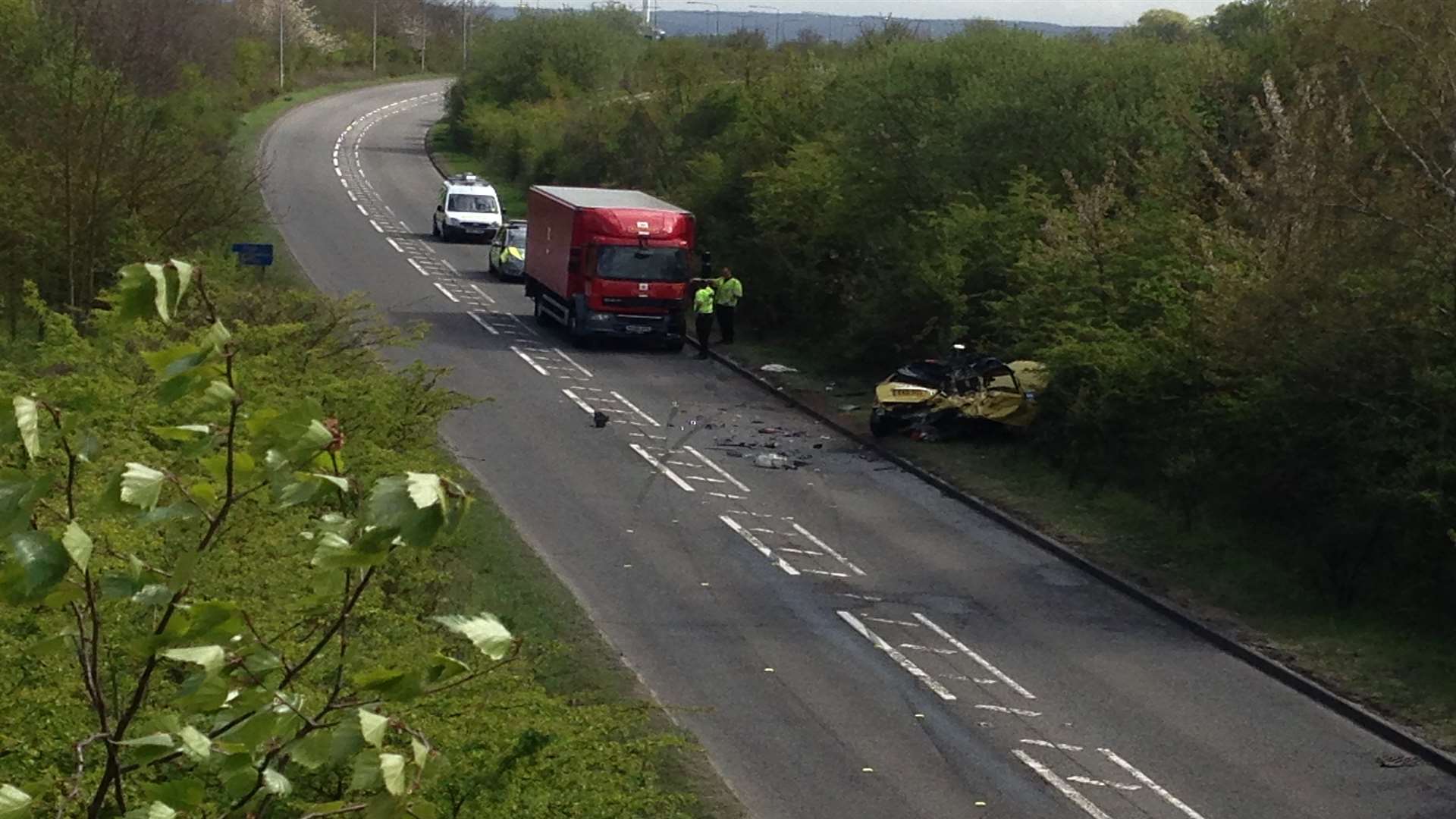 The scene of the crash on the A228. Picture: Matt Wallis.