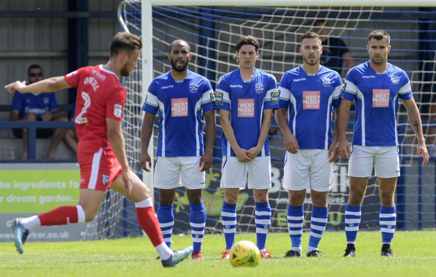 Luke O'Neill takes a free-kick Picture: Andy Payton