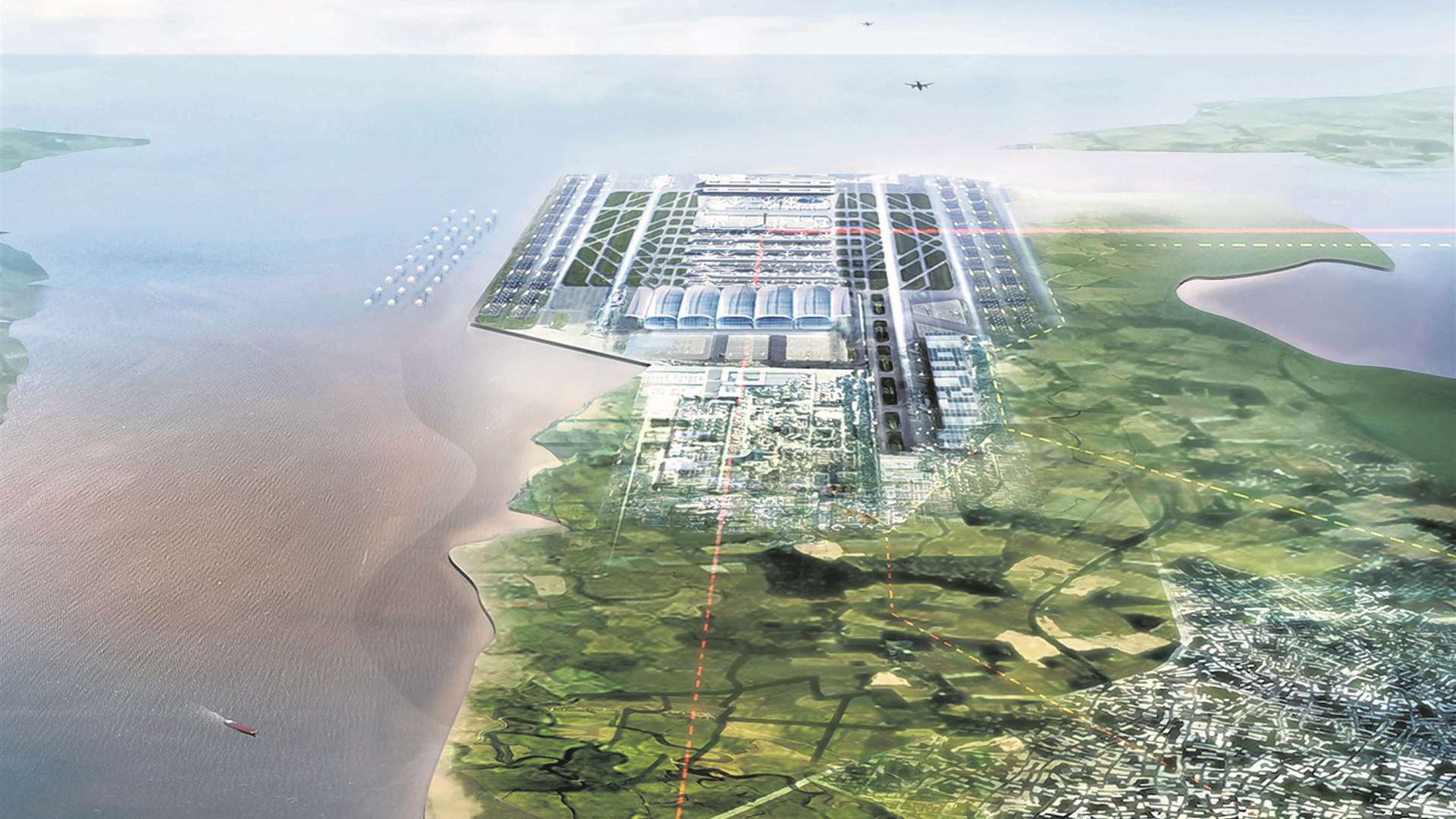 How architect Lord Foster's vision for an airport at Grain in the Thames Estuary could have looked