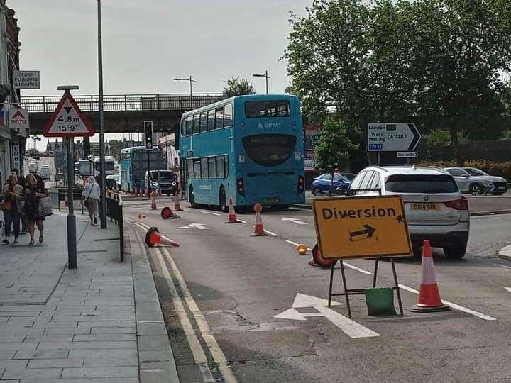 Station Road, Strood, is expected to be closed for a week. Picture: Richard Murr