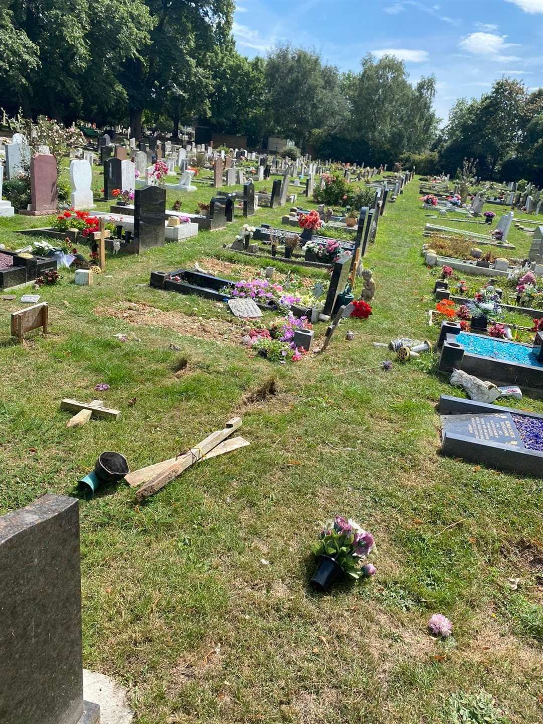 Graves in Park Road, Swanscombe, were vandalised and damaged. Picture: Emma Ben Moussa