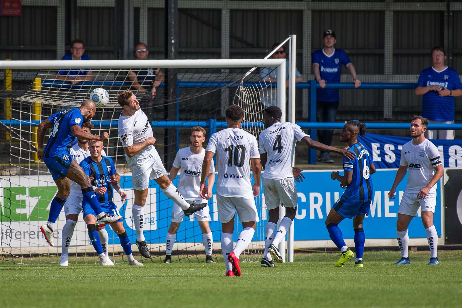 Gillingham's Josh Parker heads towards goal. Picture: Alan Langley